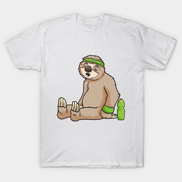 Sloth as Runner with Drinking bottle and Sweatband T-Shirt by Markus Schnabel